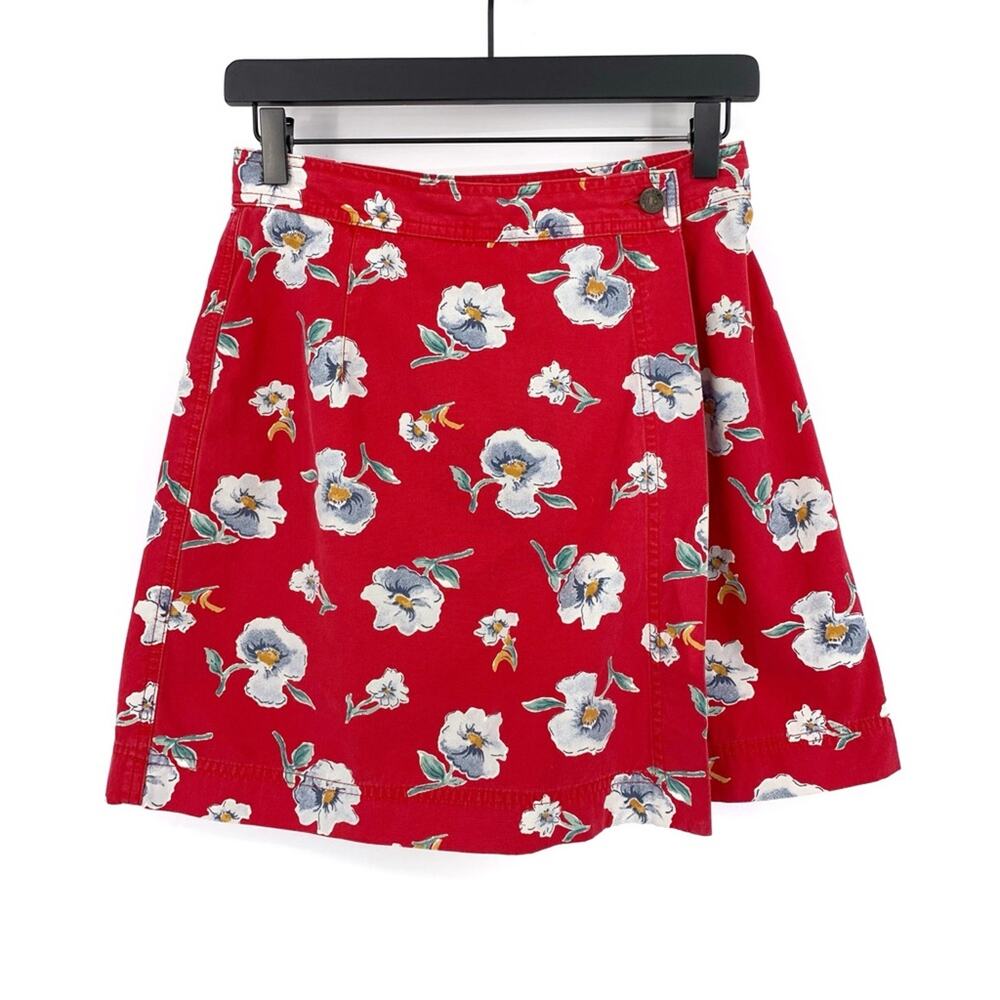 VTG LIZWEAR Floral Cotton Skort Red White 6P